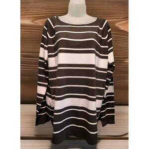 New Pink Clover GreenGray Ivory Stripe Lightweight Pullover Sweater Sz XXL